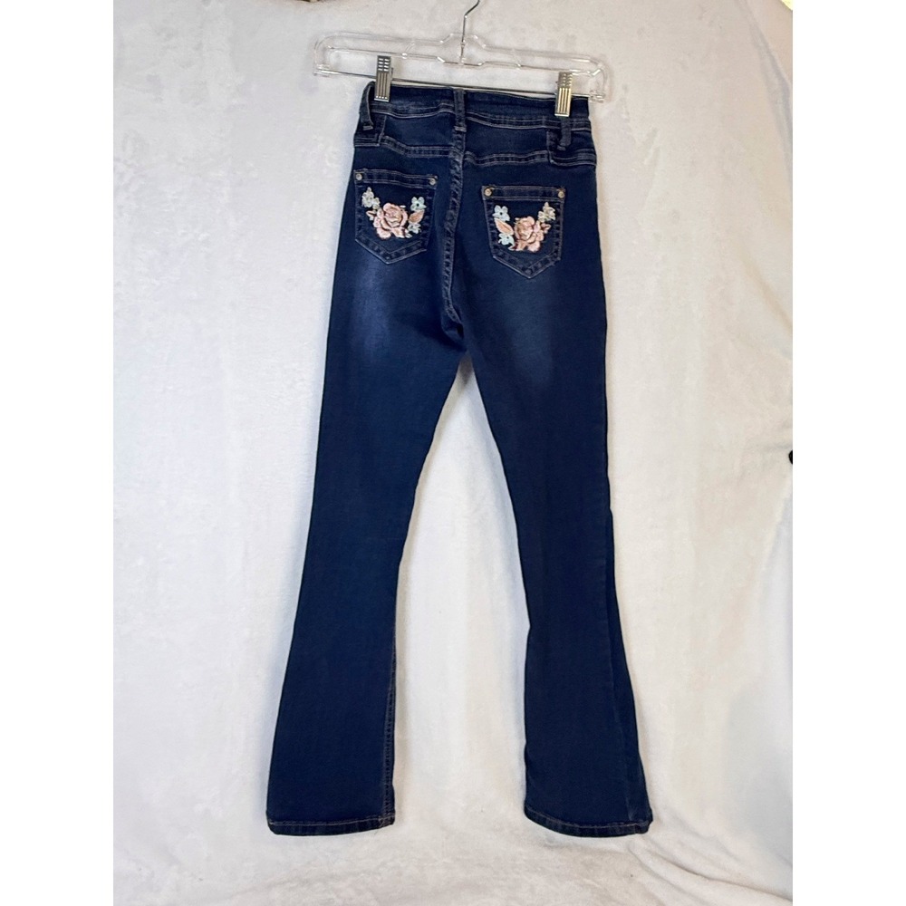 Bamboo Original Denim Flare Jeans Womens Size 0 Dark Wash Stretch Bootcut - Picture 4 of 13